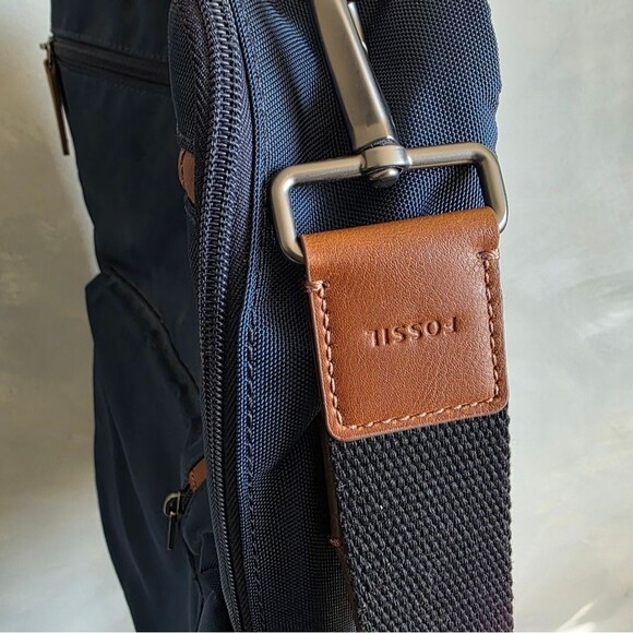 Fossil Men's Buckner Briefcase Backpack Blue 16x12x3 - Picture 6 of 13